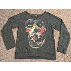 Women's 2014 Misfits Official Licensed Scoop Neck Floral Skull Logo Sweatshirt